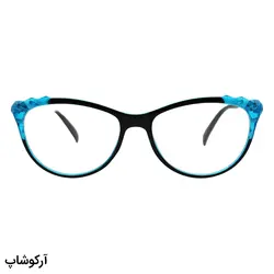 خرید عینک مطالعه نمره +1.00 با فریم مشکی و فیروزه ای و گربه ای شکل مدل FB9155 | فروشگاه آرکوشاپ