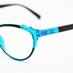 خرید عینک مطالعه نمره +1.00 با فریم مشکی و فیروزه ای و گربه ای شکل مدل FB9155 | فروشگاه آرکوشاپ