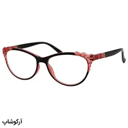 خرید عینک مطالعه نمره +2.75 با فریم مشکی و صورتی، گربه ای و دسته فنری مدل FB9155 | فروشگاه آرکوشاپ