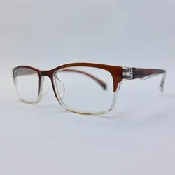 خرید عینک مطالعه مستطیلی با نمره +1.25 با فریم قهوه ای و دسته فنری مدل 23 | فروشگاه آرکوشاپ