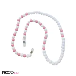 خرید بند عینک از جنس مهره ای و رنگ سفید و صورتی مدل 992004 | فروشگاه آرکوشاپ