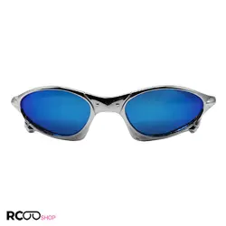 خرید عینک آفتابی اوکلی با فریم نقره ای رنگ، لنز آینه ای و آبی رنگ مدل W2236 | فروشگاه آرکوشاپ