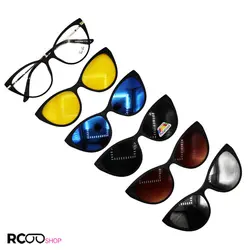 خرید فریم عینک چندکاوره گربه ای شکل، با فریم مشکی رنگ با دسته فنری مدل 2353T | فروشگاه آرکوشاپ