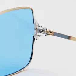 خرید عینک شب زنانه با فریم بزرگ، مربعی شکل، طلایی رنگ و عدسی آبی DITIAI مدل 1662 | فروشگاه آرکوشاپ