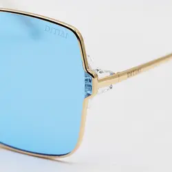 خرید عینک شب زنانه با فریم بزرگ، مربعی شکل، طلایی رنگ و عدسی آبی DITIAI مدل 1662 | فروشگاه آرکوشاپ