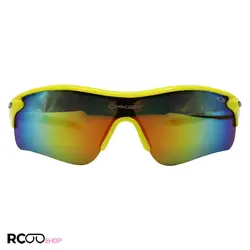 خرید عینک ورزشی اوکلی OAKLEY نیم فریم و زرد با عدسی آینه ای چند رنگ مدل 9052 | فروشگاه آرکوشاپ
