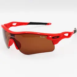 خرید عینک ورزشی اوکلی OAKLEY نیم فریم و قرمز رنگ با لنز قهوه ای تیره مدل 9052 | فروشگاه آرکوشاپ