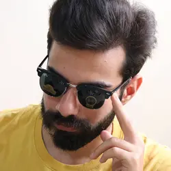 خرید عینک آفتابی کلاب مستر برند ریبن عدسی شیشه با فریم طلایی مدل N3016 | فروشگاه آرکوشاپ