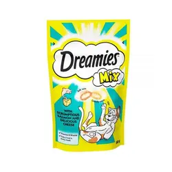 تشویقی گربه دریمز طعم سالمون و پنیر وزن 60 گرم – Dreamies