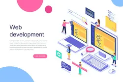 طرح لایه باز تمپلیت طراحی وب Web Development Isometric Concept - افزونه ها | شبکه خرید و فروش منابع دیجیتالی