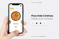 طرح لایه باز تمپلیت اپ سفارش غذا Pizza Order & Delivery Mobile App UI Kit Template - افزونه ها | شبکه خرید و فروش منابع دیجیتالی