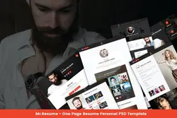 طرح لایه باز تمپلیت رزومه Mr.Resume - One Page Resume Personal PSD Template - افزونه ها | شبکه خرید و فروش منابع دیجیتالی