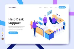 طرح لایه باز لندینگ پیج خدمات مشتری Help Desk Support - Landing Page - افزونه ها | شبکه خرید و فروش منابع دیجیتالی