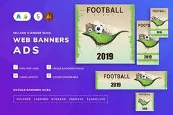 طرح لایه باز بنر فوتبال Football Banner - افزونه ها | شبکه خرید و فروش منابع دیجیتالی