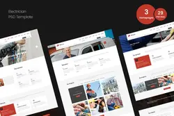 طرح لایه باز تمپلیت الکتریکی Electrician PSD Template - افزونه ها | شبکه خرید و فروش منابع دیجیتالی