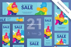 طرح لایه باز بنر حراج Black Friday Sale Banner Pack Template - افزونه ها | شبکه خرید و فروش منابع دیجیتالی