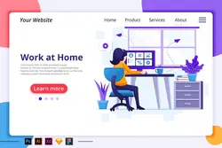 طرح لایه باز لندینگ پیج دورکاری Work From Home - Agnytemp - افزونه ها | شبکه خرید و فروش منابع دیجیتالی