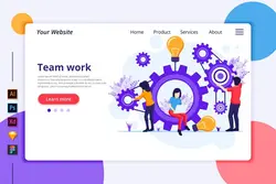 طرح لایه باز لندینگ پیج تیم ورک Teamwork Illustration - Agnytemp - افزونه ها | شبکه خرید و فروش منابع دیجیتالی