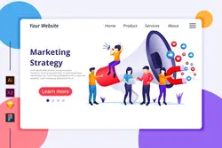 طرح لایه باز لندینگ پیج بازاریابی Marketing Illustration - Agnytemp - افزونه ها | شبکه خرید و فروش منابع دیجیتالی