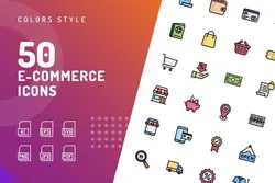 طرح لایه باز ست آیکون تجارت الکترونیک Ecommerce Color Icons - افزونه ها | شبکه خرید و فروش منابع دیجیتالی