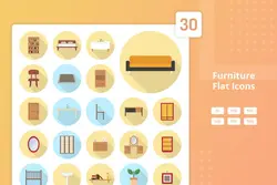 طرح لایه باز ست آیکون مبلمان Furniture Set - Flat Icons - افزونه ها | شبکه خرید و فروش منابع دیجیتالی