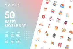 طرح لایه باز ست آیکون روز عید پاک Happy Easter Day Flat Icons - افزونه ها | شبکه خرید و فروش منابع دیجیتالی