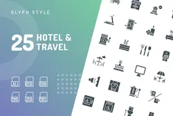 طرح لایه باز ست آیکون هتل و سفر Hotel & Travel Glyph Icons - افزونه ها | شبکه خرید و فروش منابع دیجیتالی