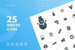 طرح لایه باز ست آیکون زمستان Winter Glyph Icons - افزونه ها | شبکه خرید و فروش منابع دیجیتالی