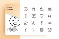 طرح لایه باز ست آیکون نوزاد AWR BABY OUTLINE - افزونه ها | شبکه خرید و فروش منابع دیجیتالی