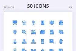 طرح لایه باز ست آیکون طراح و برنامه نویس Developer 50 - افزونه ها | شبکه خرید و فروش منابع دیجیتالی