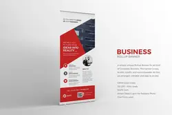 طرح لایه باز بنر تجاری شرکتی Roll-up Banner - افزونه ها | شبکه خرید و فروش منابع دیجیتالی