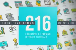 طرح لایه باز ست آیکون آموزش آنلاین Set of Thin Line Icons for Online Education - افزونه ها | شبکه خرید و فروش منابع دیجیتالی