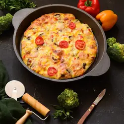 تابه چدنی آبندی شده خالص بدون روکش شیمیایی (چدن روسی ماهیتابه ماهی تابه چدنی روس) تابه ووک چدن . تابه گریل ووک . قابلمه چدنی . ماهیتابه چدنی . سرویس چدنی . ظروف چدنی آقای سنگی