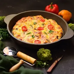 تابه چدنی آبندی شده خالص بدون روکش شیمیایی (چدن روسی ماهیتابه ماهی تابه چدنی روس) تابه ووک چدن . تابه گریل ووک . قابلمه چدنی . ماهیتابه چدنی . سرویس چدنی . ظروف چدنی آقای سنگی