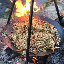 ساج چدنی آبندی شده 48 سانتی دسته دار ساج نان پزی چدن خالص بدون روکش شیمیایی (ساچ روسی ظرف چدنی) ظروف کوهنوردی و طبیعتگردی و ظروف سفری | ساج ووک چدنی تابه ووک چدنی . ماهیتابه چدنی . قابلمه چدنی