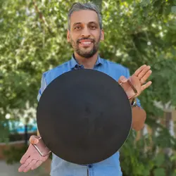 ساج چدنی آبندی شده 44 سانتی دسته دار ساج نان پزی چدن خالص بدون روکش شیمیایی (ساچ روسی ظرف چدنی) ظروف کوهنوردی و طبیعتگردی و ظروف سفری | ساج ووک چدنی تابه ووک چدنی . ماهیتابه چدنی . قابلمه چدنی