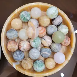 گوی سنگی آرامش سنگ مرمر (پک دو عددی) | هدیه تولد | جهیزیه عروس | کادویی | ظروف سنگی آقای سنگی | ظروف آنتیک و کلکسیونی