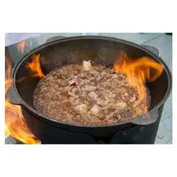 قازن چدن خالص بدون روکش شیمیایی 15 لیتری (چدن روسی پاتیل غازن قابلمه دیگ چدنی) ظرف کوهنوردی و سفر