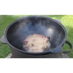 قازن چدن خالص بدون روکش شیمیایی 15 لیتری (چدن روسی پاتیل غازن قابلمه دیگ چدنی) ظرف کوهنوردی و سفر