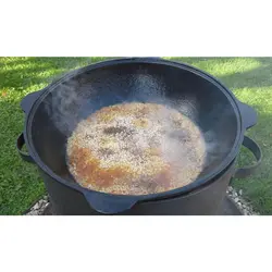 قازن چدن خالص بدون روکش شیمیایی 15 لیتری (چدن روسی پاتیل غازن قابلمه دیگ چدنی) ظرف کوهنوردی و سفر