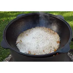 قازن چدن خالص بدون روکش شیمیایی 15 لیتری (چدن روسی پاتیل غازن قابلمه دیگ چدنی) ظرف کوهنوردی و سفر