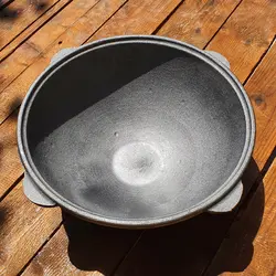 قازن چدن خالص بدون روکش شیمیایی 15 لیتری (چدن روسی پاتیل غازن قابلمه دیگ چدنی) ظرف کوهنوردی و سفر