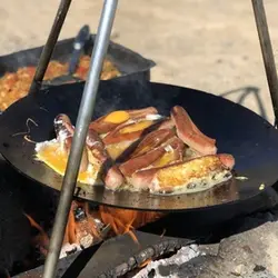 ساج چدنی 44 سانتی دسته دار ساج نان پزی چدن خالص بدون روکش شیمیایی (ساچ روسی ظرف چدنی) ظروف کوهنوردی و طبیعتگردی و ظروف سفری | ساج ووک چدنی تابه ووک چدنی . ماهیتابه چدنی . قابلمه چدنی