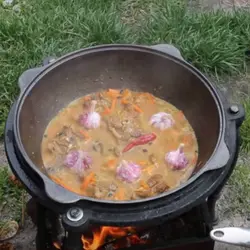 قازن چدن خالص بدون روکش شیمیایی 10 لیتری (چدن روسی پاتیل غازن قابلمه دیگ چدنی) ظرف کوهنوردی