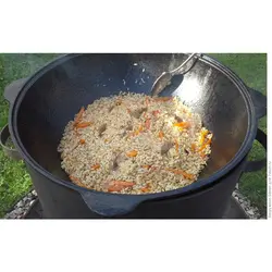 قازن چدن خالص بدون روکش شیمیایی 10 لیتری (چدن روسی پاتیل غازن قابلمه دیگ چدنی) ظرف کوهنوردی