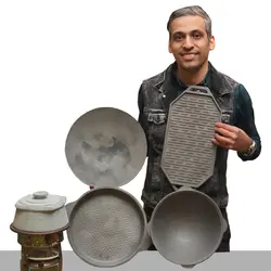 ساچ گازی نان پزی سایز 44 سانت دسته دار -تنور گازی خانگی رومیزی (ساچ چدنی ساج روسی ، ظرف چدنی اصل ، ساج سفری ) آقای سنگی