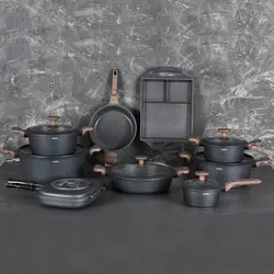 سرویس قابلمه 17 پارچه جی فی نی GIFFINI مدلG-NANO -017 دسته قهوه ایی روشن | قابلمه ایتالیایی | سرویس قابلمه ایتالیایی | قابلمه خارجی | جهیزیه عروس | هدیه | کادویی | کتری ایتالیا | ماهیتابه ایتالیایی