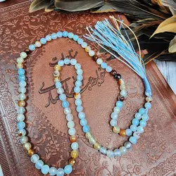 تسبیح سنگی عقیق آبی آسمانی 101 مهره سایز 6 | تسبیح اصل | تسبیح اورجینال | تسبیح صلوات | تسبیح متبرک | تسبیح آنتیک و کلکسیونی و عتیقه | تسبیح طبیعی | تسبیح فاخر | هدیه روز پدر | تسبیح دست ساز