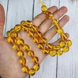 تسبیح کهرباپودری زرد تراش هلی 33 مهره حشره دار سایز بزرگ | تسبیح اصل | تسبیح اورجینال | تسبیح صلوات | تسبیح متبرک | تسبیح آنتیک و کلکسیونی و عتیقه | تسبیح طبیعی | تسبیح فاخر | هدیه روز پدر | تسبیح دست ساز