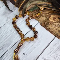 تسبیح کهربا پودری پرچمی 33 مهره سایز 10 میل | تسبیح اصل | تسبیح اورجینال | تسبیح صلوات | تسبیح متبرک | تسبیح آنتیک و کلکسیونی و عتیقه | تسبیح طبیعی | تسبیح فاخر | هدیه روز پدر | تسبیح دست ساز